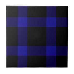 Padrão moderno de Xadrez do Tartan preto e azul