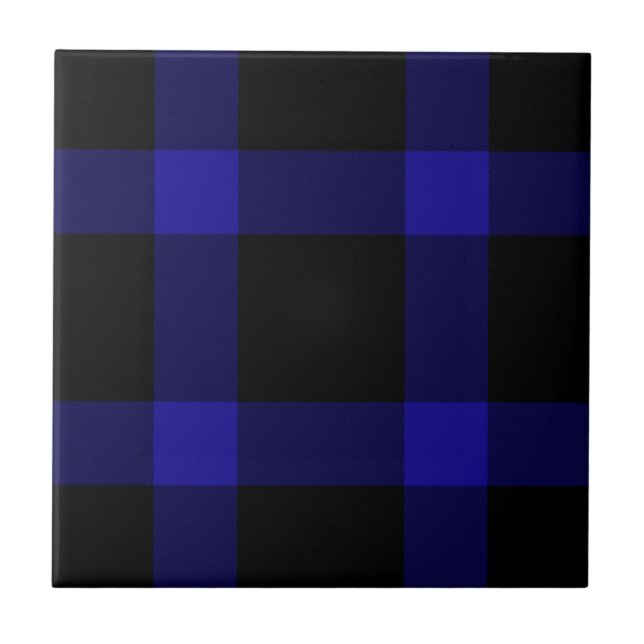 Padrão moderno de Xadrez do Tartan preto e azul (Frente)