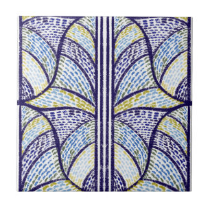 Padrão Mosaico Azul e Verde limão do Mediterrâneo