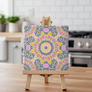 Padrão Mosaico da Cinza Amarela Pastel Boho Étni