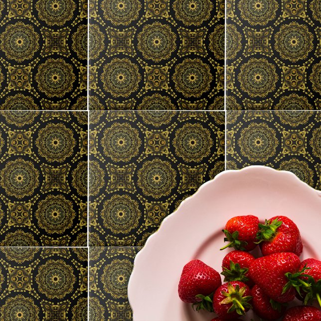 Padrão Mosaico Luxurista Dourado e Barroco Negro (Criador carregado)