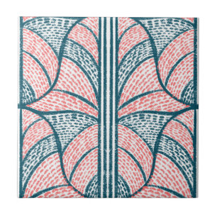 Padrão Mosaico Vermelho e Teal do Mediterrâneo