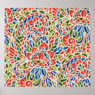 Padrão Multicolor Paisley Impressão Batik
