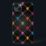 Padrão multicolorido com crânios<br><div class="desc">Padrão multicolorido uniforme com crânios. Ilustração do vetor EPS 8. Contém efeitos de transparência. © e ® Bigstock® - Todos os direitos reservados.</div>