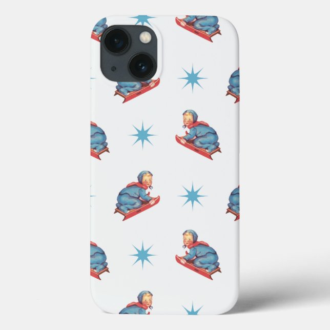 Padrão Natalino Antigo, Criança Puxando Trenó na N (Verso)