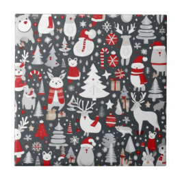 Padrão natalino papais noeis de neve cinza decadên