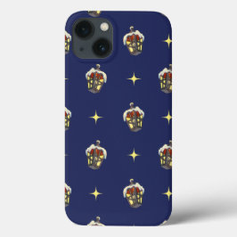 Padrão Natalino Vintage com uma Lanterna no Azul