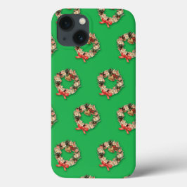 Padrão Natalino Vintage, Grinaldas Florais em Verd