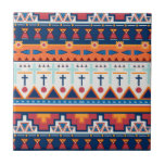 Padrão Nativo Sudoeste<br><div class="desc">Um padrão nativo ousado a sudoeste em formas azul, laranja e vermelha. Para decoração de estilo boho ou sudoeste. Perfeito para projetos de faça você mesmo, como o backsplash da cozinha, a lareira são tiling, azulejos de banheiro e azulejo simples para armar ou combinar para um contratop ou bandeja de...</div>