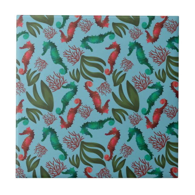 Padrão Náutico do Cavalo do Mar de Aquarela (Frente)