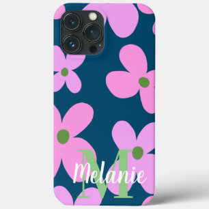 Padrão Neon Rosa Flor Groovy Nome    