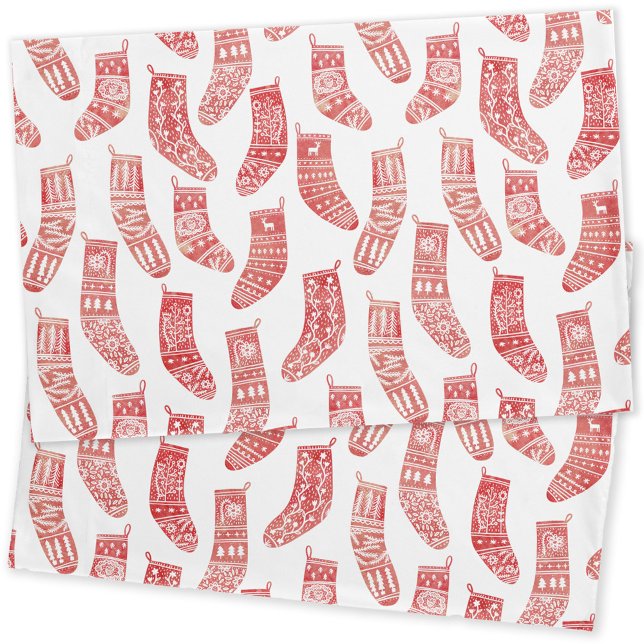 Padrão Norueguês de Existências de Natal (Nordic Stockings red and white holiday pillow cases)