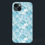 padrão oceânico exótico<br><div class="desc">Padrão branco e azul sem costura. Ilha marítima com palmeiras,  barco,  tartarugas,  conchas,  contornos. Vetor © e ® Bigstock® - Todos os direitos reservados.</div>