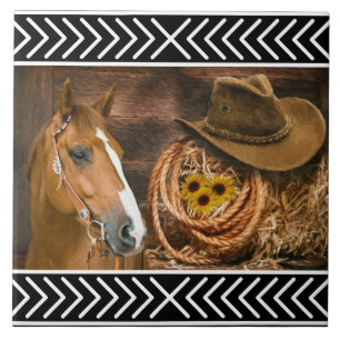 Padrão Ocidental Laço Chapéu de Cowboy Cavalo