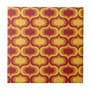 Padrão Ogee Vintage Laranja Amarelo Vermelho Meado