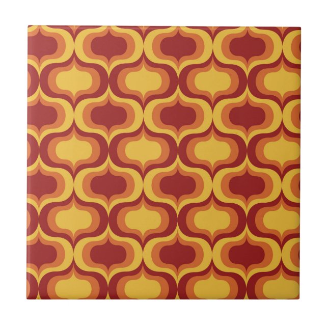 Padrão Ogee Vintage Laranja Amarelo Vermelho Meado (Frente)
