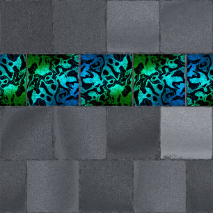 Padrão ondulado com brilho verde e azul preto