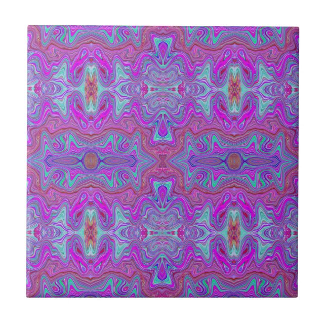 Padrão Ondulado de Mármore Trippy Magenta e Azul (Frente)