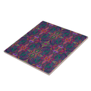 Padrão ondulado legal trippy verde, laranja e roxo