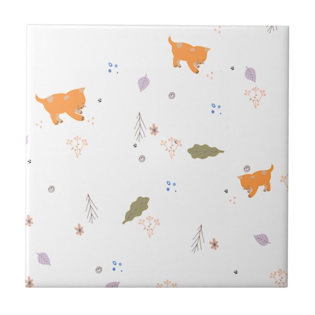 Padrão Orange Tabby and Leaves (Frente)