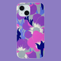 Padrão Ousado de Windflower Rosa e Roxo Retro