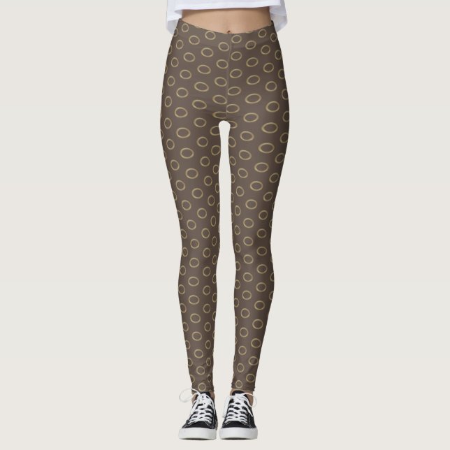 Padrão Oval Bege em Leggings Marrons (Frente)