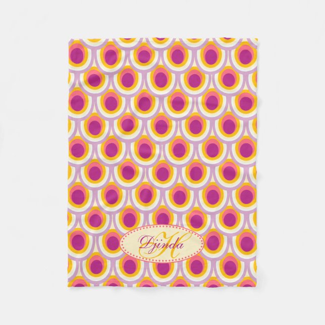 Padrão oval de pena de punho rosa chamado cobertor (Frente)