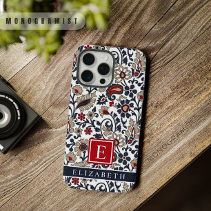 Padrão Paisley Branco Azul Cinza Vermelho Personal