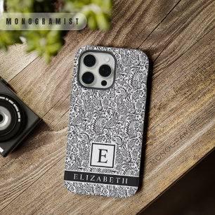 Padrão Paisley Branco e Preto Personalizável