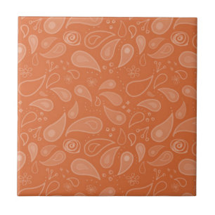 Padrão Paisley Laranja Ornamentado Clássico