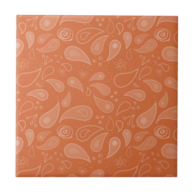 Padrão Paisley Laranja Ornamentado Clássico (Frente)