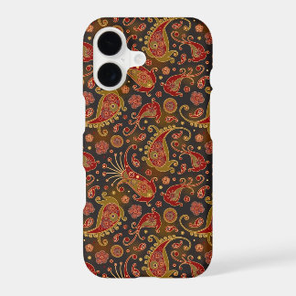 Padrão Paisley Vermelho Escuro e Dourado
