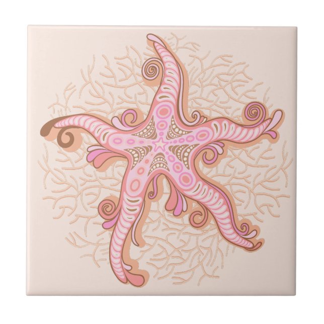 Padrão Pastel Rosa de Estrelas-do-Mar e Coral (Frente)