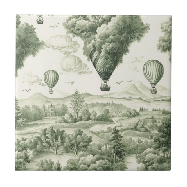 Padrão Pastoral Antigo Toile de Jouy Verde (Frente)