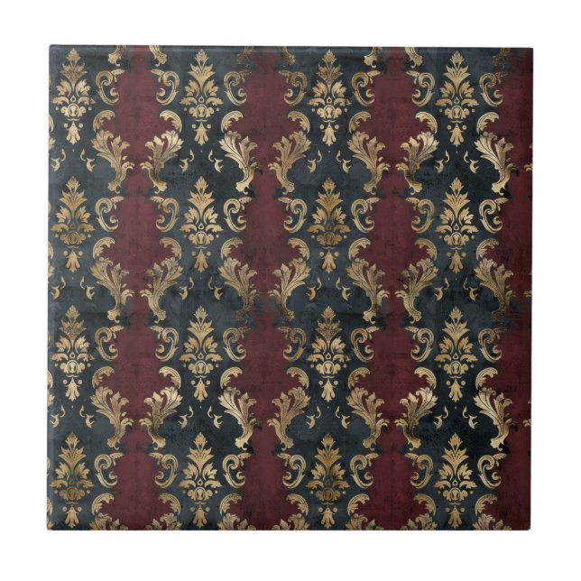 Padrão Persa Dourado Damask Noir (1) (Frente)