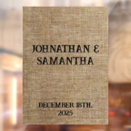 Padrão personalizado de burlap natural do casament