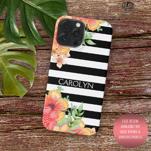 Padrão Personalizado de Flores do Havaí Preto de S