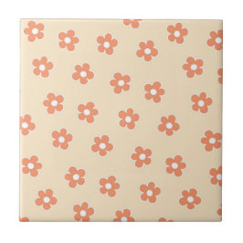 Padrão Preppy Peach White Hippie Flower