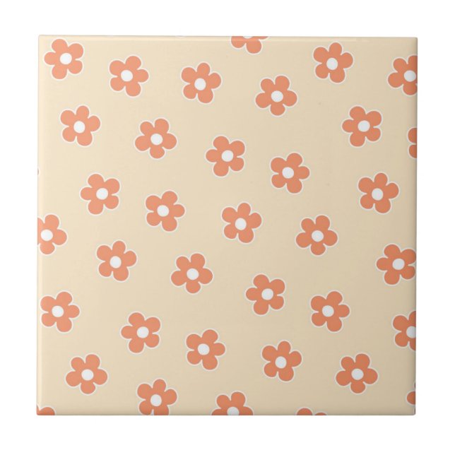 Padrão Preppy Peach White Hippie Flower (Frente)