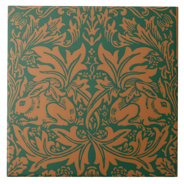 Padrão Preto Âmbar Coelho Irmão William Morris (Frente)