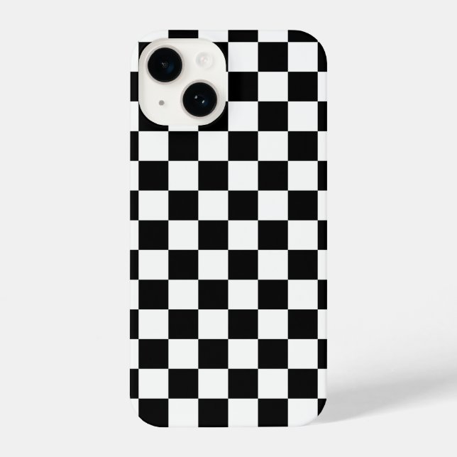 Padrão Preto Branco Moderno Checkered Checkerboard (Verso)