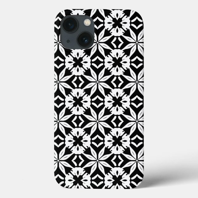 Padrão Preto e Branco Chic Damask Vintage (Verso)