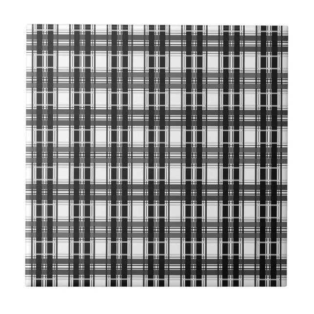 Padrão preto e branco Geometria do Tartan verifica (Frente)
