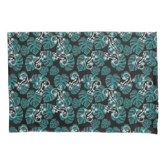 Padrão Preto e Verde - Geckos e Folhas