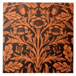 Padrão Preto Laranja Queimado Vintage William Morr