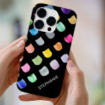 Padrão Preto Personalizado<br><div class="desc">Esta capas de iphone moderna é decorada com um padrão abstrato colorido sobre um fundo preto. Facilmente personalizável com seu nome ou monograma. Use a Ferramenta Design para alterar o tamanho,  o estilo ou a cor do texto. Original Watercolor © Michele Davies.</div>