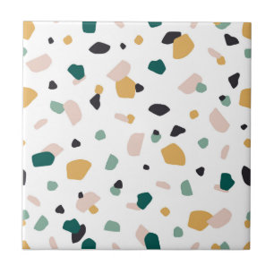Padrão Preto Rosa Laranja Verde Terrazzo Abstrato