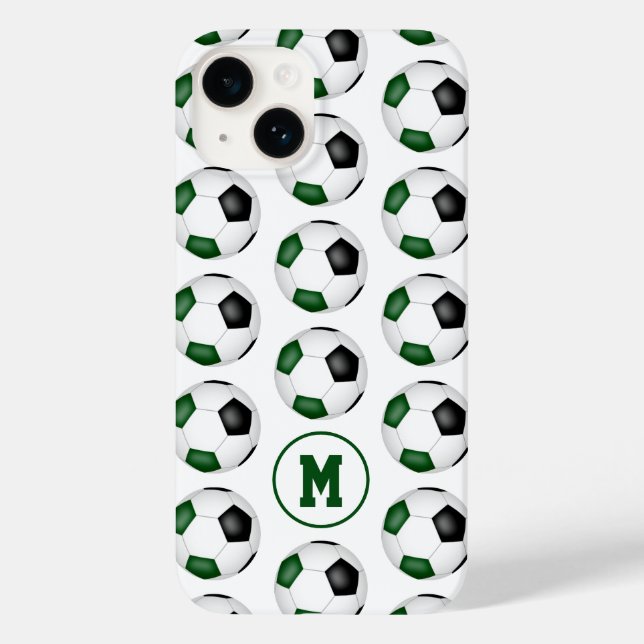 padrão preto verde das bolas de futebol monograma (Verso)