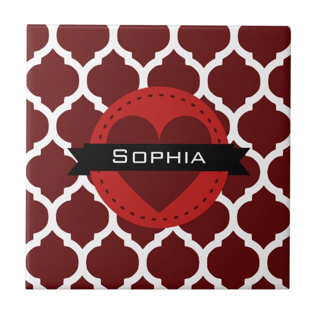 Padrão Preto Vermelho de Lattice marroquino (Frente)