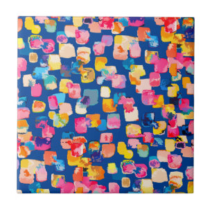 Padrão Quadrado Abstrato Pintado com Cores Vibrant